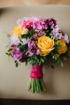 Closeup of bride bouquet
