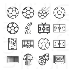 16 pack of association football  lineal web icons set