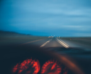 Open road abstract at night