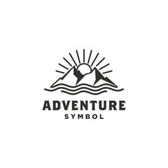 Mountain, Sea and Sun for Hipster Adventure Traveling logo design inspiration