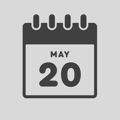 Icon day date 20 May, template calendar page