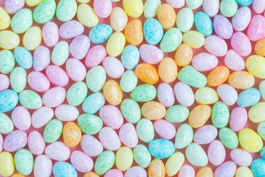 Pastel speckled jelly beans.