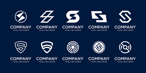 Set of collection initial letter S SS logo template. icons for business of fashion, sport, automotive.