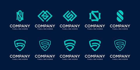 Set of collection initial letter S SS logo template. icons for business of fashion, sport, automotive.