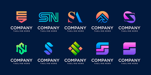 Set of collection initial letter S SS logo template. icons for business of fashion, sport, automotive, technology digital. - obrazy, fototapety, plakaty