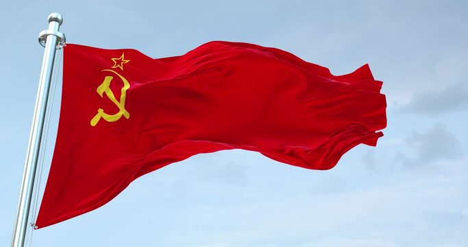 Soviet flag waving 4k 