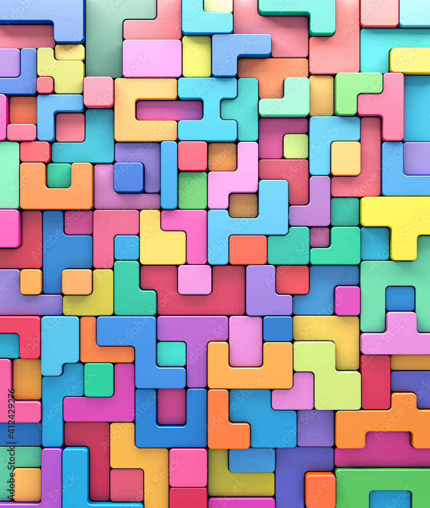 Poster 3d rendering abstract background of multi-colored rounded shapes