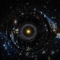 Stars form circle giant black hole, futuristic abstract exploration space concept background....