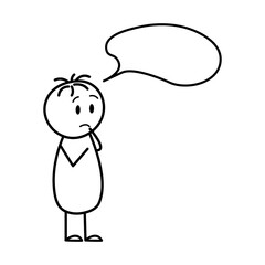 Stick figures. Stick man thinks . Vector illustration.