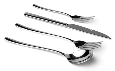Set of dining cutlery isolated on white background