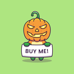 Cute pumpkin monster wearing astronaut suit