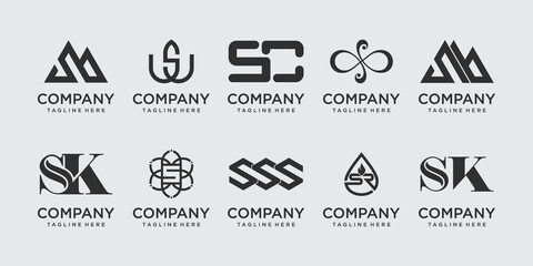 Set of collection initial letter S SS logo template. icons for business of fashion, sport, luxury.