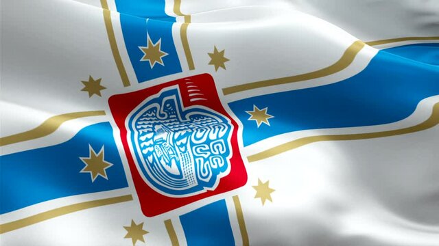 Tbilisi City flag waving in wind video footage Full HD. Realistic Tbilisi Flag background. Tbilisi Flag Looping Closeup 1080p Full HD 1920X1080 footage. Tbilisi Georgia city flags Full HD
