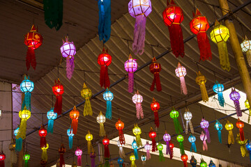 Colorful paper lanterns. Colorful paper lanterns Thai arts and culture.