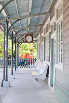 Old train station with seats