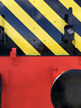 Colourful rear of a shunting train.