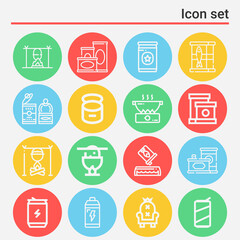 16 pack of toilet bowl  lineal web icons set