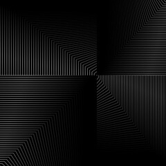 steel silver lines on a black background. metallic pattern. design modern luxury futuristic background vector illustration.