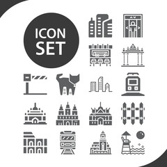 Simple set of township related filled icons.