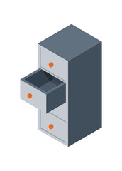 Empty filling cabinet. Simple flat illustration in isometric view