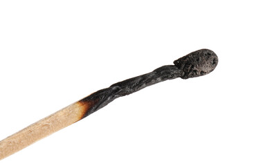 Burnt out match on white background, closeup