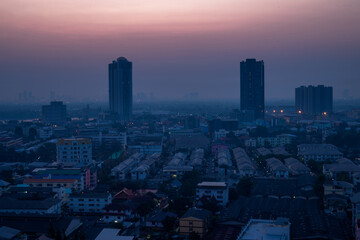 Bangkok city buildings cityscape, high buildings panorama downtown of Bangkok City Thailand