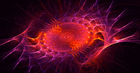 3D rendering abstract multicolor fractal light background