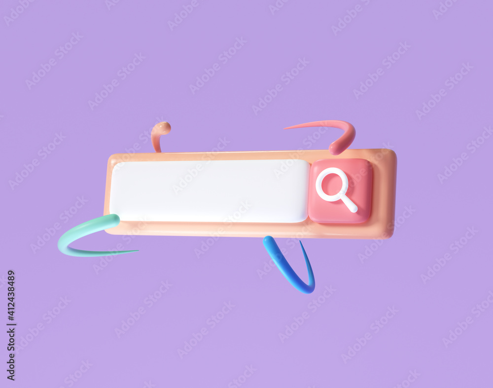 Poster minimal blank search bar on pink background. web search concept. 3d rendering