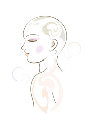 スタイリッシュな丸刈りヘアの人物・横顔