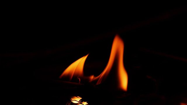 Close view of two small flames, Small flames shot