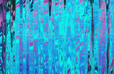 Abstract blue, mint and pink background pattern with interlaced digital glitch and distortion...