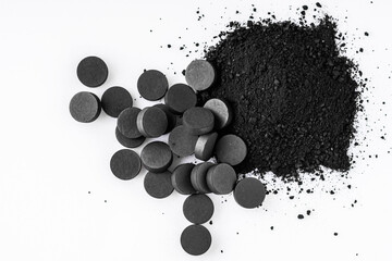 activated carbon on a white acrylic background