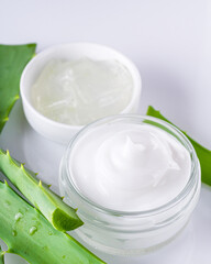 natural aloe vera cream on a white background