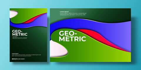 Naklejka premium Abstract colorful background cover with gradient color and shadow. can be used for background, flyer, annual report, book cover, identity, placard. red, green, blue, white poster template