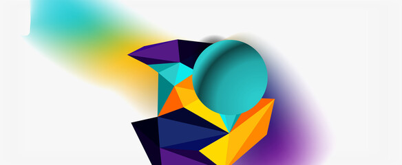 Trendy 3d geometric composition, design template for business or technology presentation, internet poster or web brochure cover