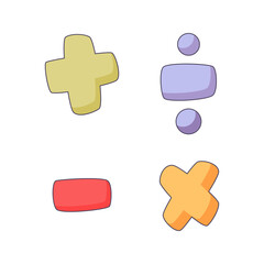 Obraz premium mathematical symbol cartoon doodle hand drawn concept vector kawaii illustration