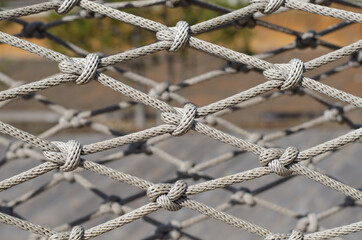 Rope mesh. Marine rope. Knot. Mountaineering equipment.