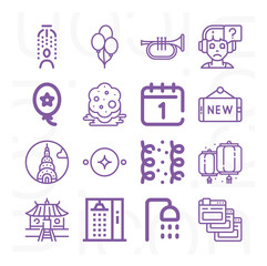 16 pack of born  lineal web icons set