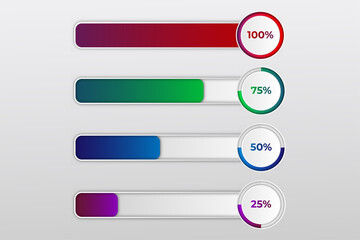 gradient colorful graphic elements Infographic design element bar chart and circle percentage diagrams for brochure, presentation, flyer.Business data visualization Template. gradient color graphic el