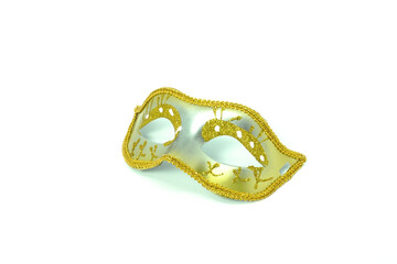 Golden mask party or carnival Venetian isolated on white background