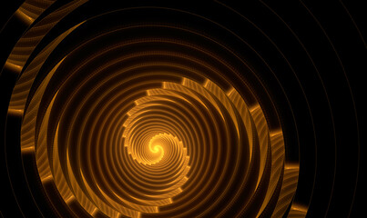 Fractal abstraction. Glowing spiral on a black background