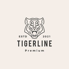Fototapeta na wymiar tiger monoline hipster vintage logo vector icon illustration