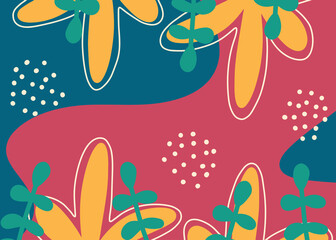 Vector illustration spring background with leaves, branches, dots