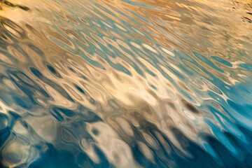 Background with reflection of the sunset on the sea surface. Abstract reflection of the sky in the...