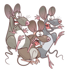 Scared pest mice cartoon vector illustration. Cartoon pest mouse series.