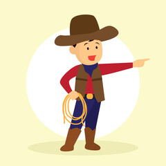 cowboy throws a lasso for rodeo western design. vector illustration
