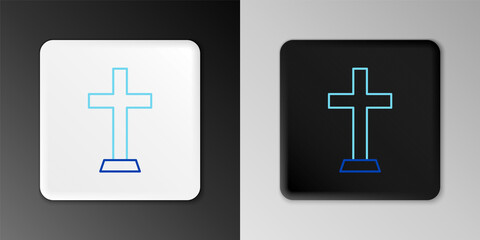 Line Christian cross icon isolated on grey background. Church cross. Colorful outline concept. Vector.