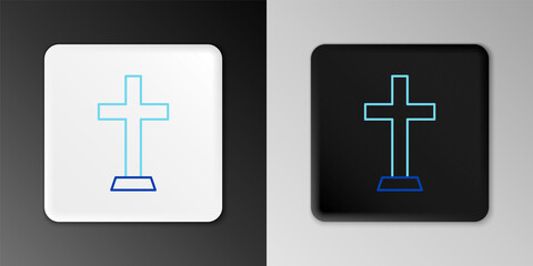 Obraz premium Line Christian cross icon isolated on grey background. Church cross. Colorful outline concept. Vector.