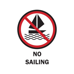 beach safety signs with no sailing warning text. vector illustration
