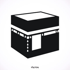 MECCA, SAUDI ARABIA, KAABA, black flat style icon isolated on white background